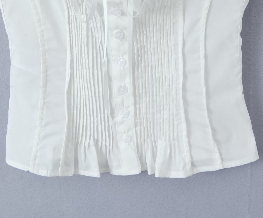 Tie bow lace slim waisted short camisole