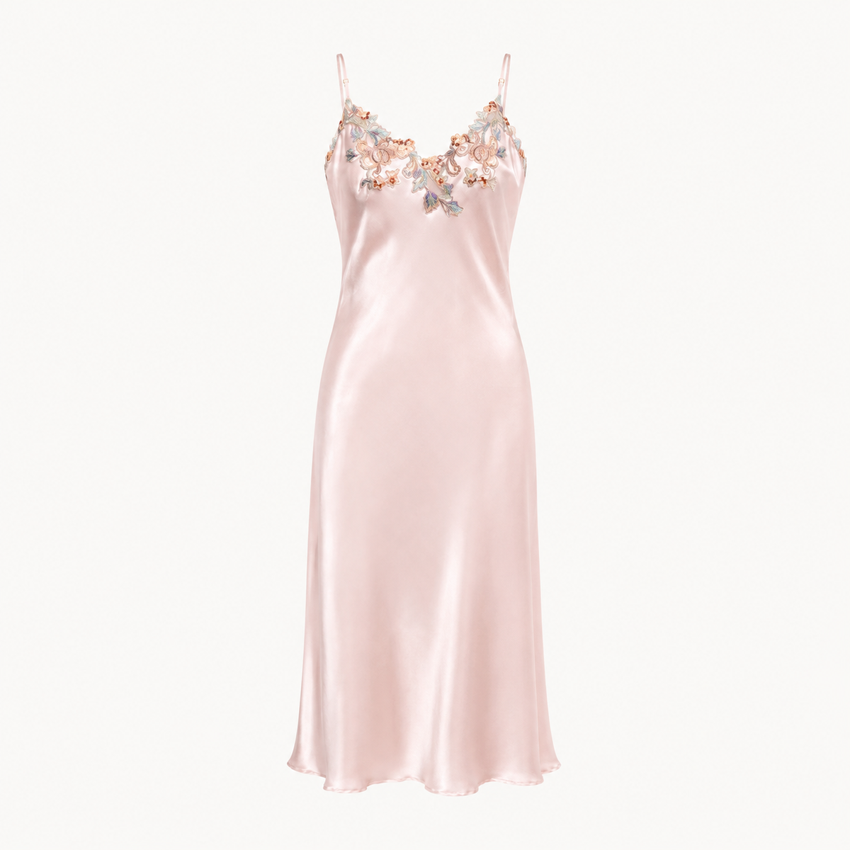 Camellia Embroidered Slip Nightdress - Blush Pink