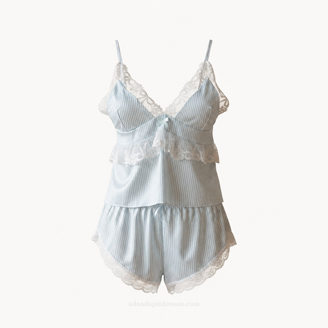 STRIPED LACE PAJAMA SET