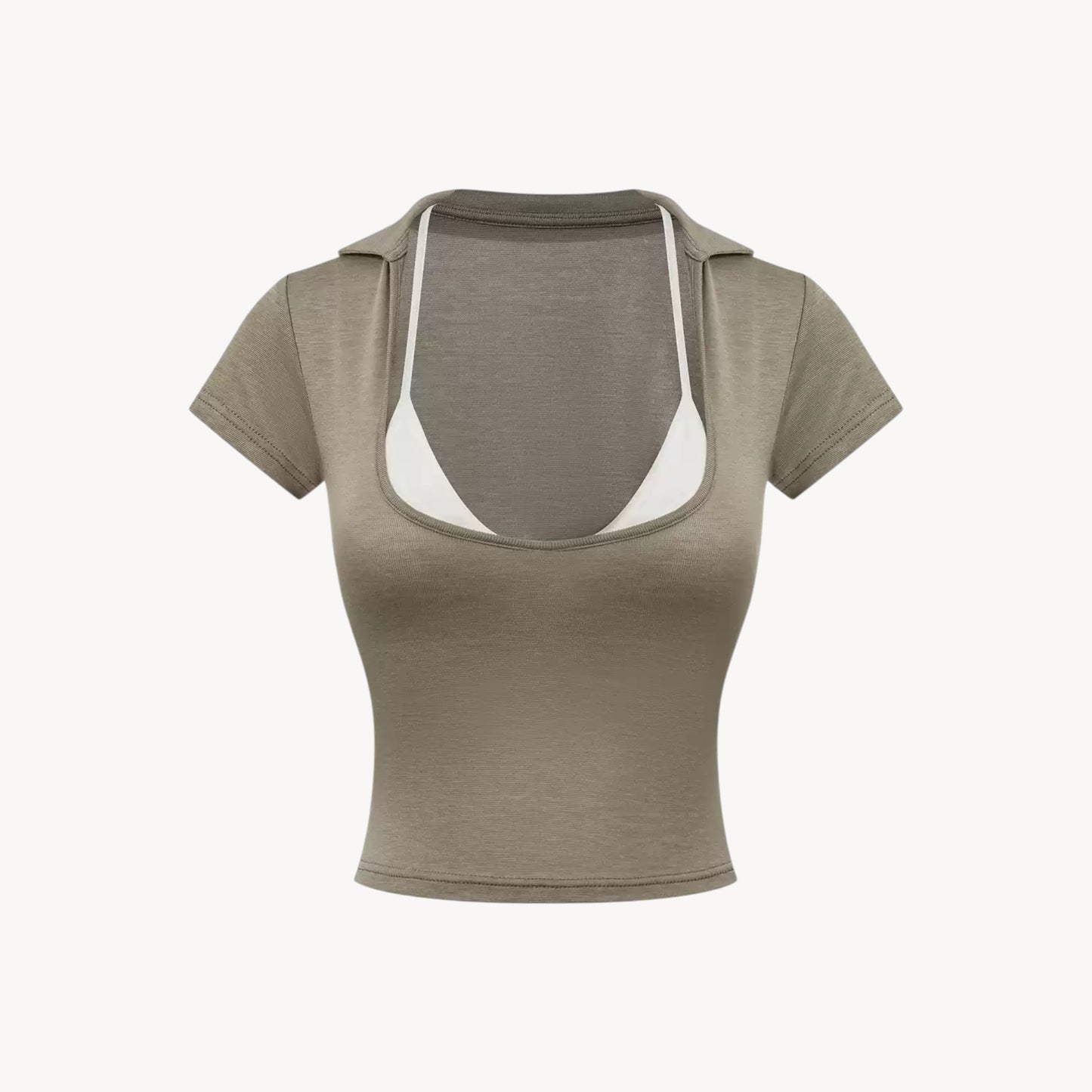 COLLARED CROP TOP