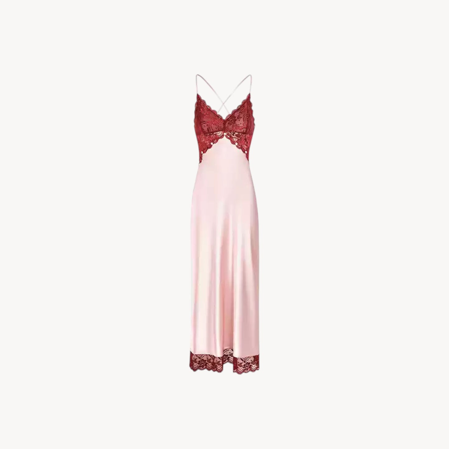 LACE TRIM SLIP MIDI DRESS