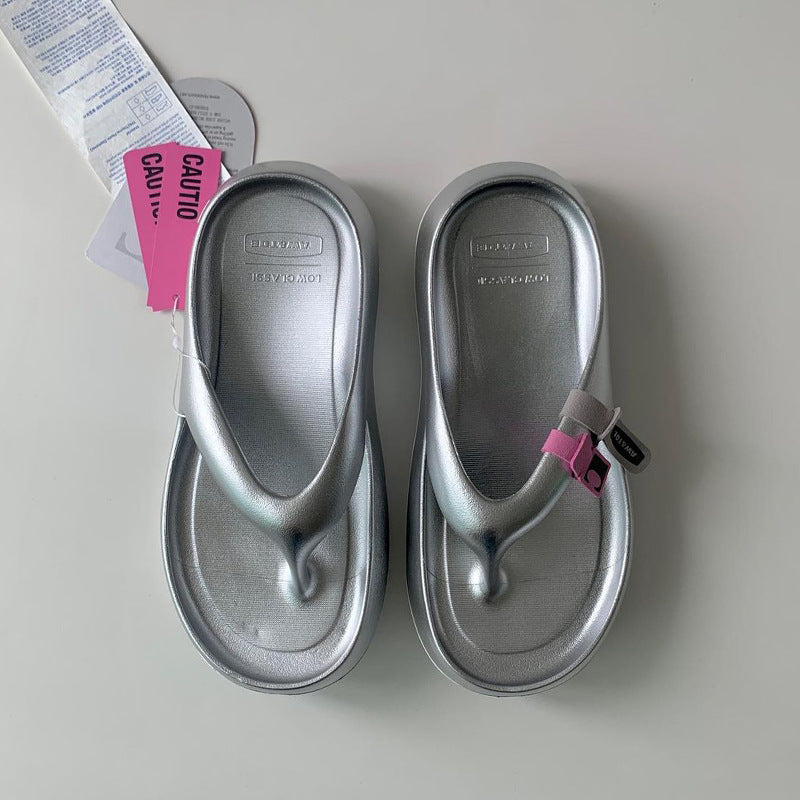 Vacation Beach Shoes Versatile Casual Thick Soled Slippers