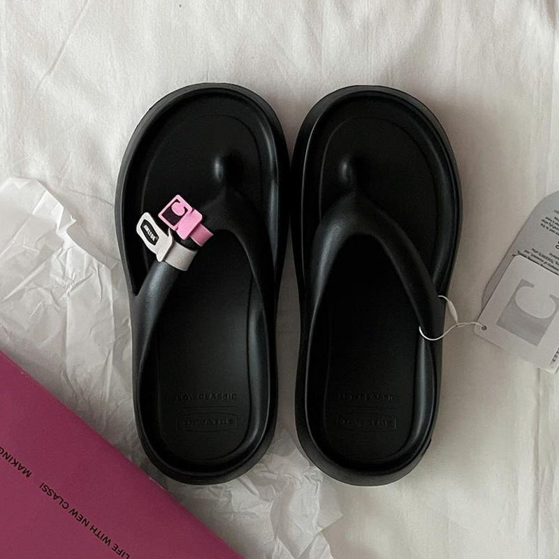 Vacation Beach Shoes Versatile Casual Thick Soled Slippers