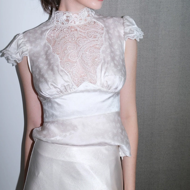 Camellia Silk Lace Peplum Blouse
