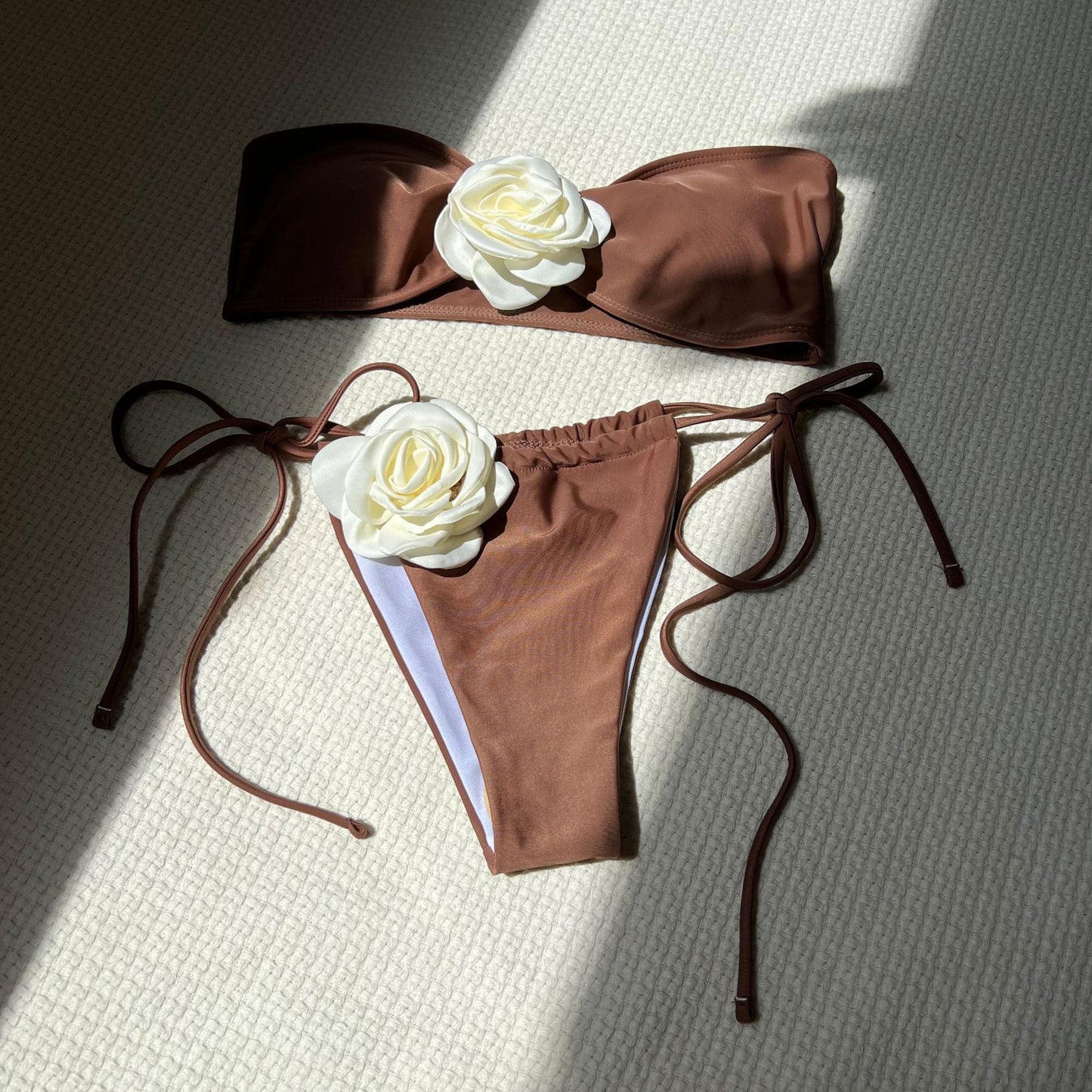 3D three-dimensional flower swimsuit hot spring lace-up swimsuit