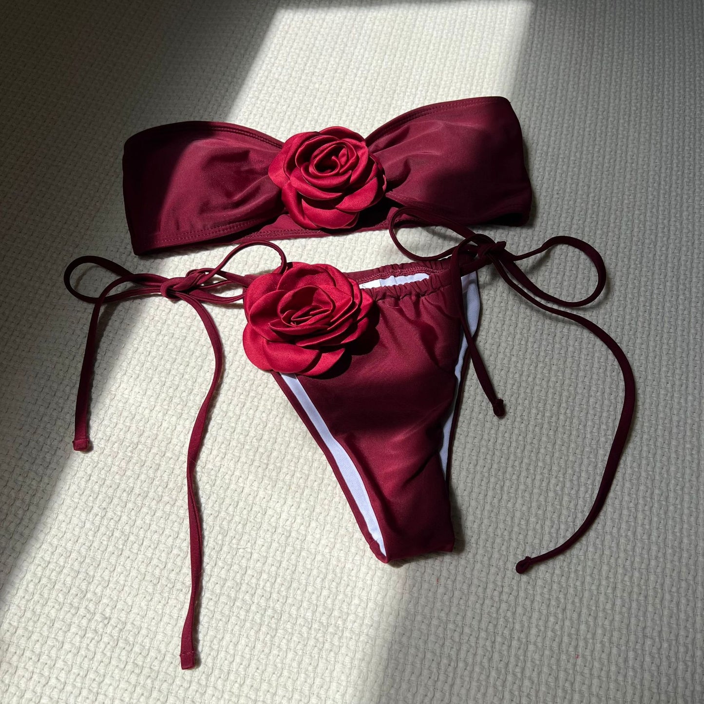 3D three-dimensional flower swimsuit hot spring lace-up swimsuit