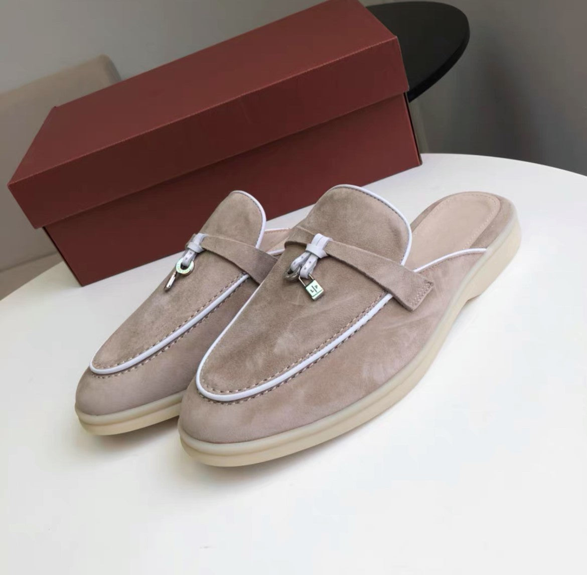 Genuine leather flat casual half-slipper loafers 2