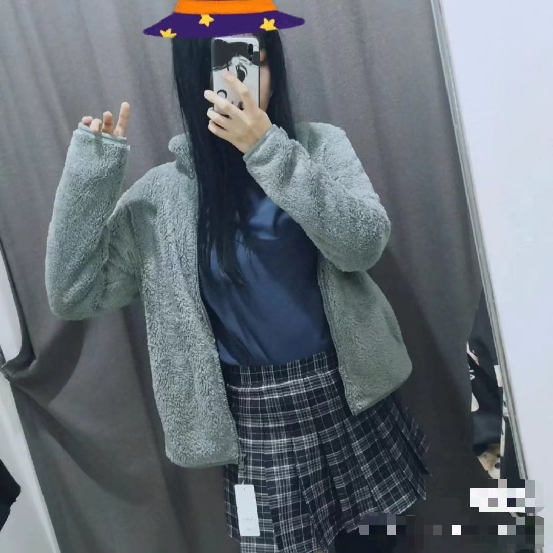 Long sleeve plush coat