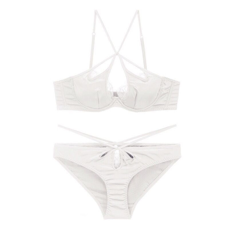 Sexy satin cross strap bra