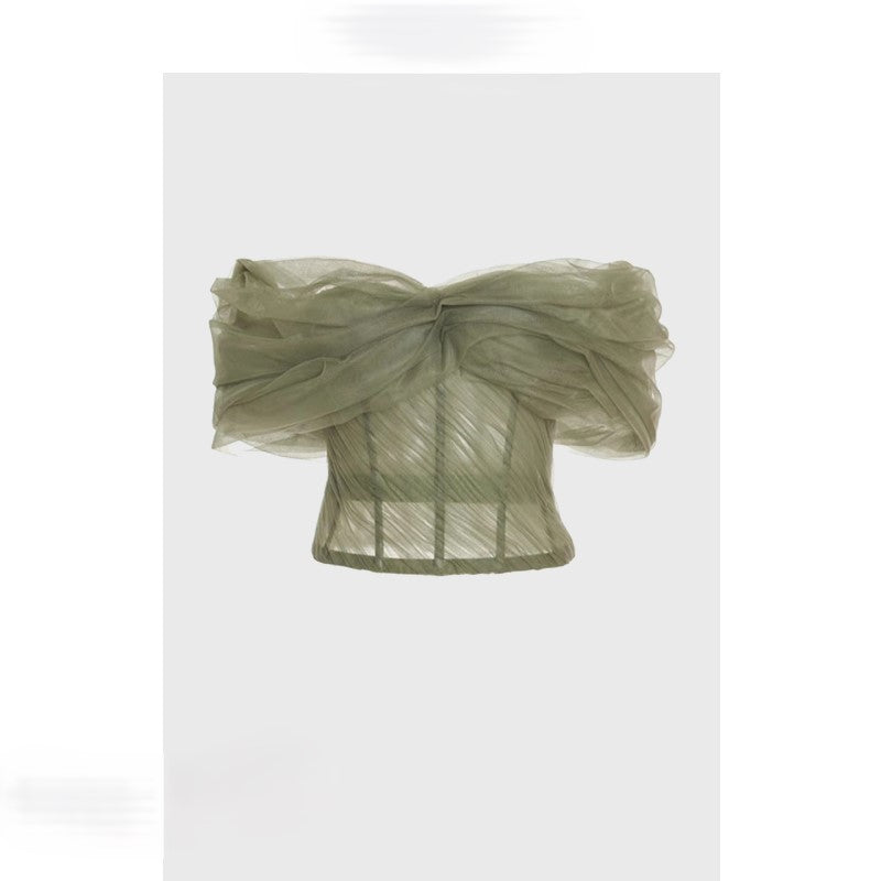 Mesh tube top vest celebrity temperament pure desire style short style