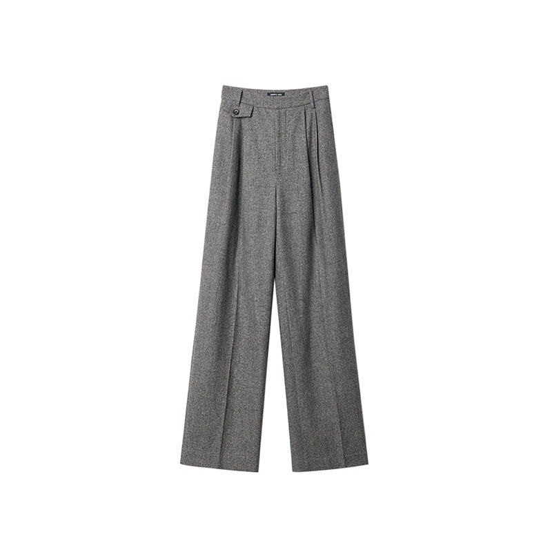 Herringbone pattern Australian wool trousers baggy wide leg trousers