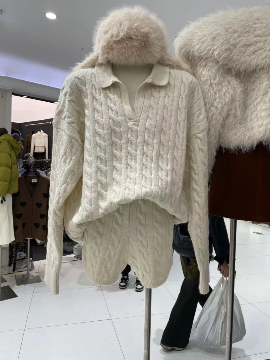 Knitted sweater shorts set