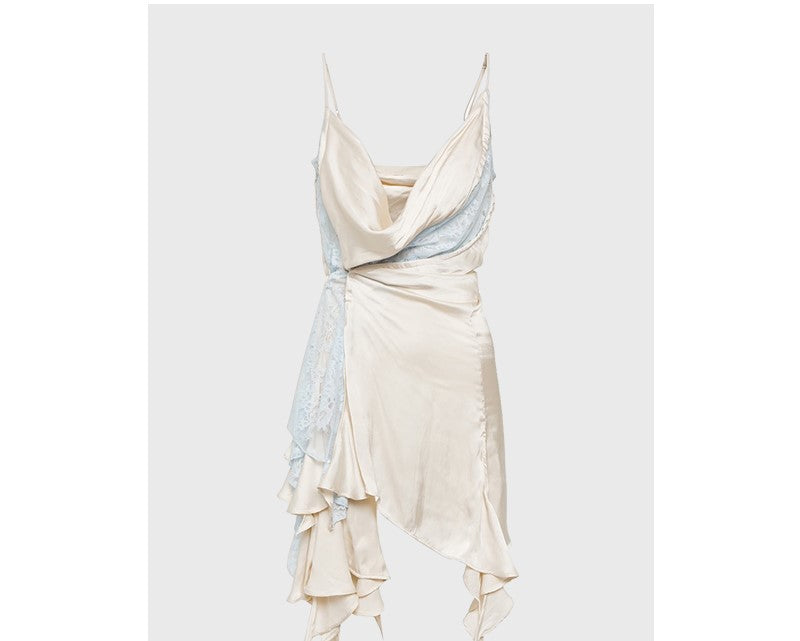 French style swing collar suspender dress with ladylike temperament