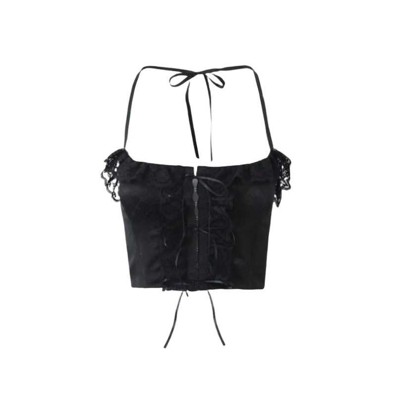 Pure Desire Lace Ruffled Halter Neck Fishbone Suspender