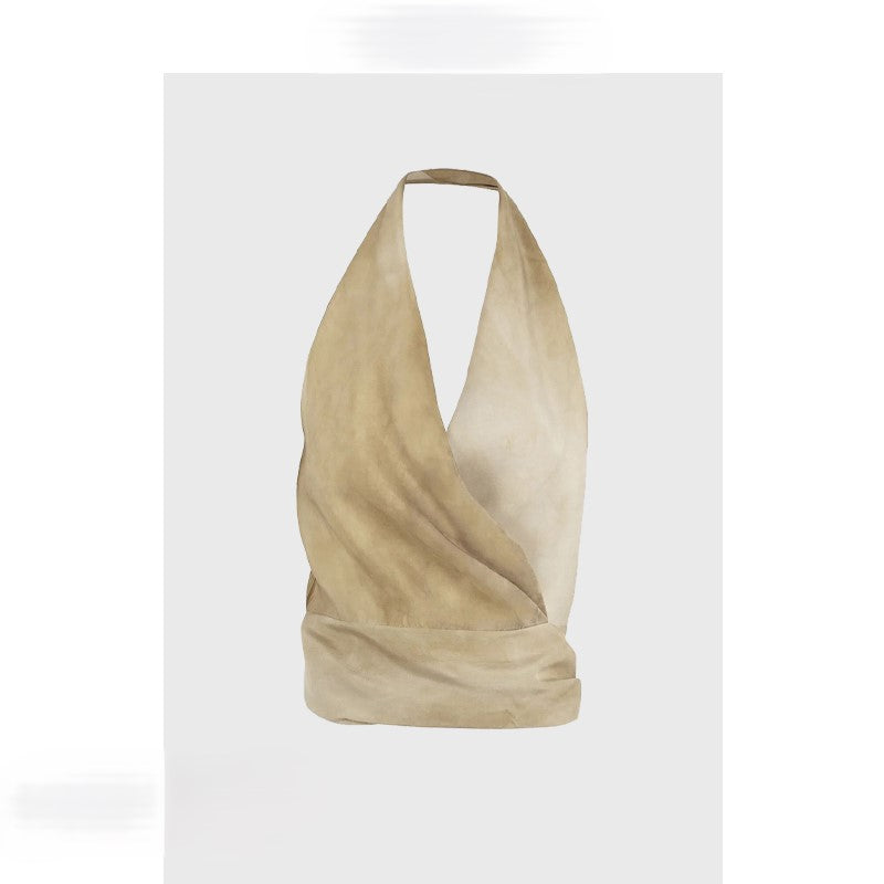 Halter neck vest with open back and ladylike temperament