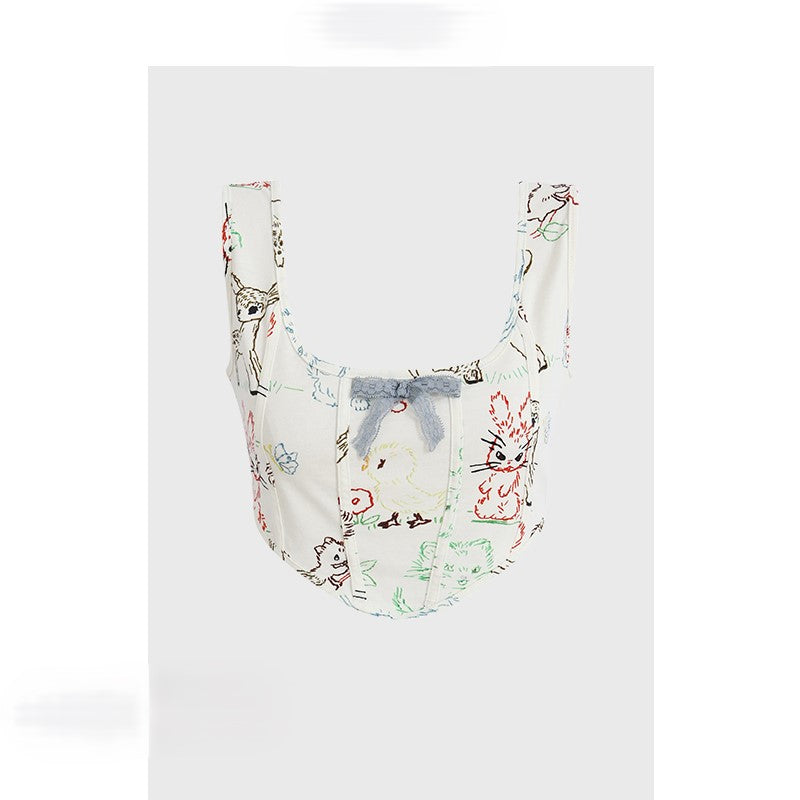 Short printed camisole with sweet and spicy style