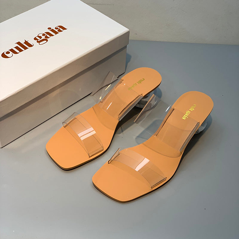 Crystal clear high heel fashion sandals