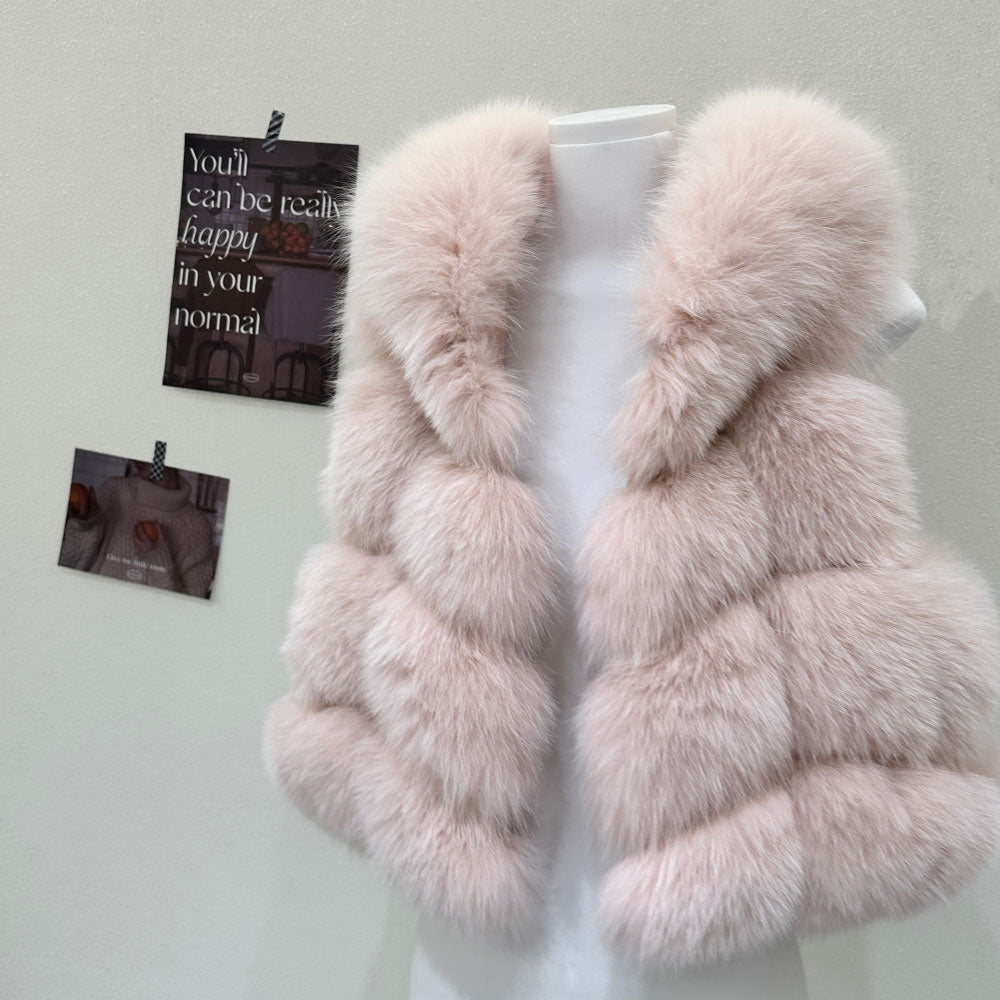 Fox fur hooded vest