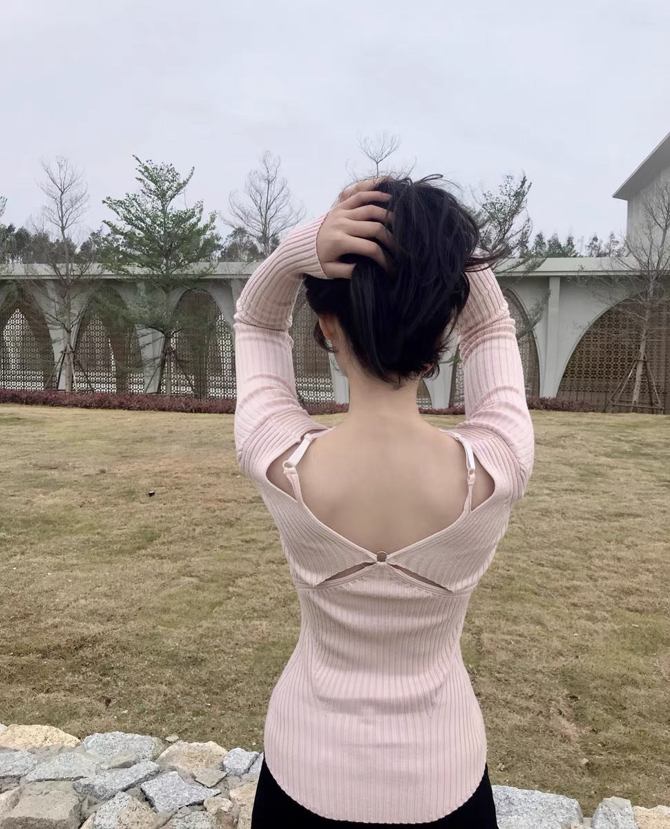 V-neck bottoming sweater