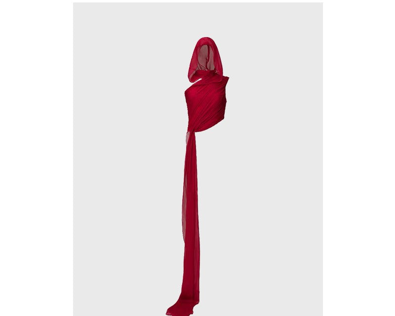 Red hooded short top with hot girl style