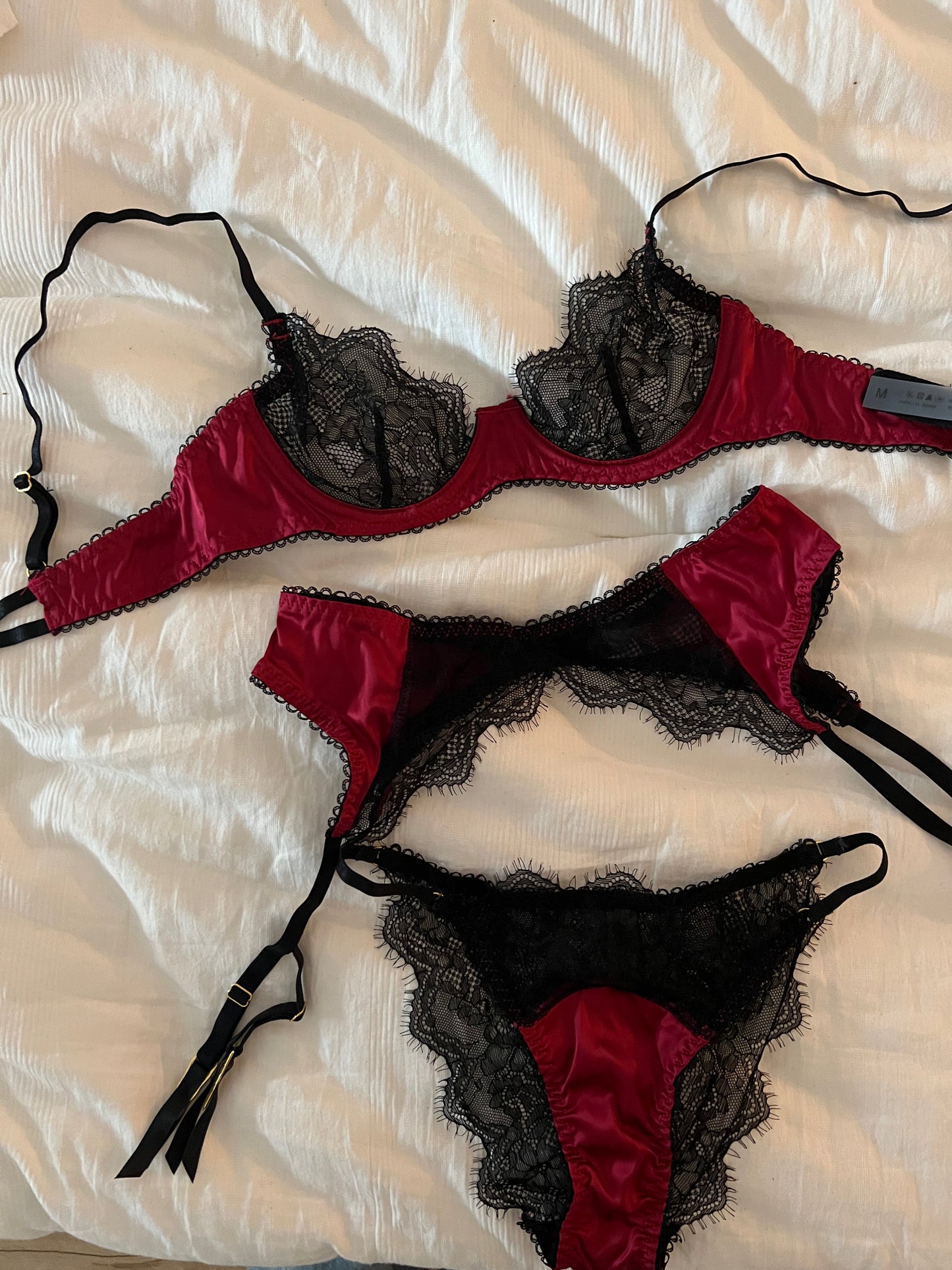 French sexy lace satin stitching mesh hollow thin underwear