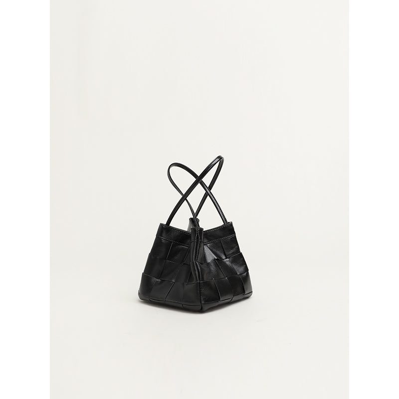 Cowhide Bucket Bag Woven Shoulder Bag