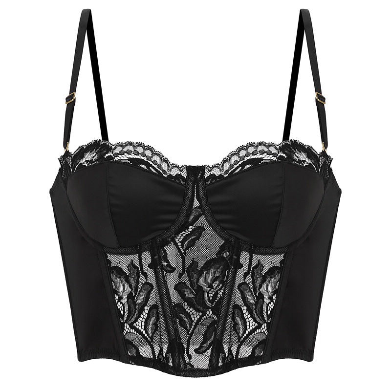 European and American sexy fishbone sling short style with chest pad lace suit inner chest