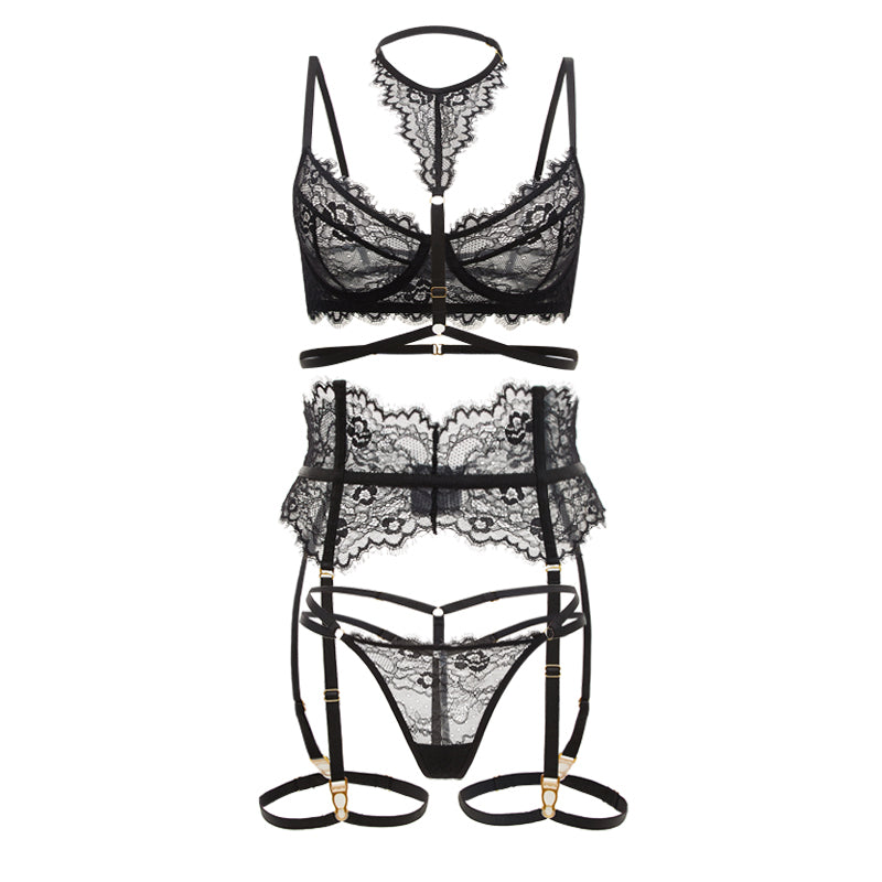European and American lace ultra-thin bra set