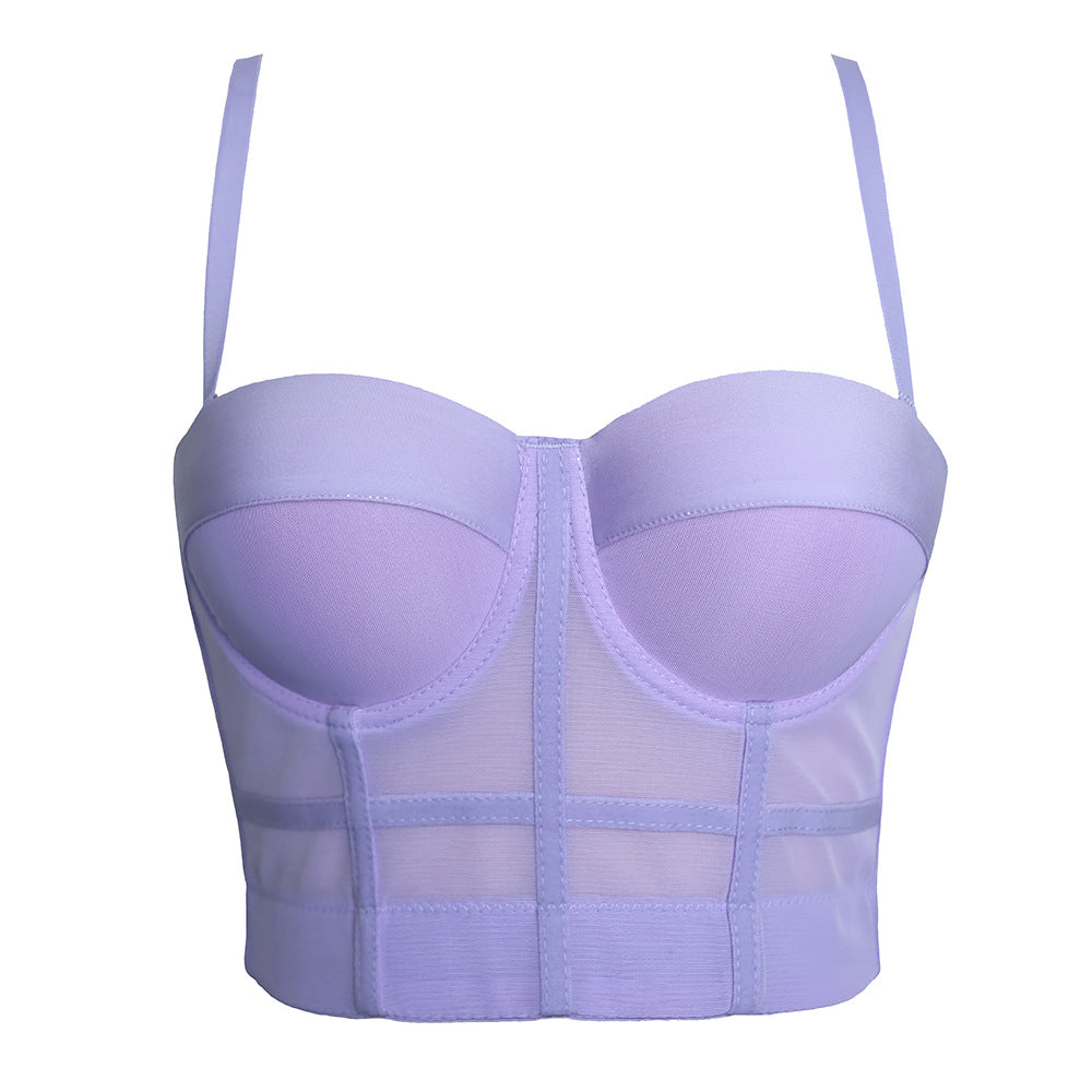 High-end purple push-up plastic back bra