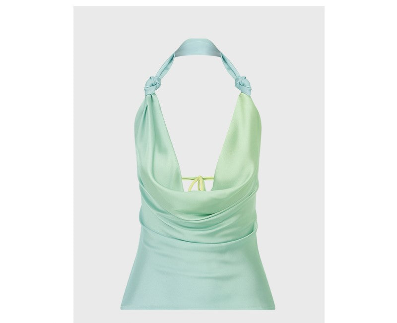 French halterneck vest with sexy swing neck design