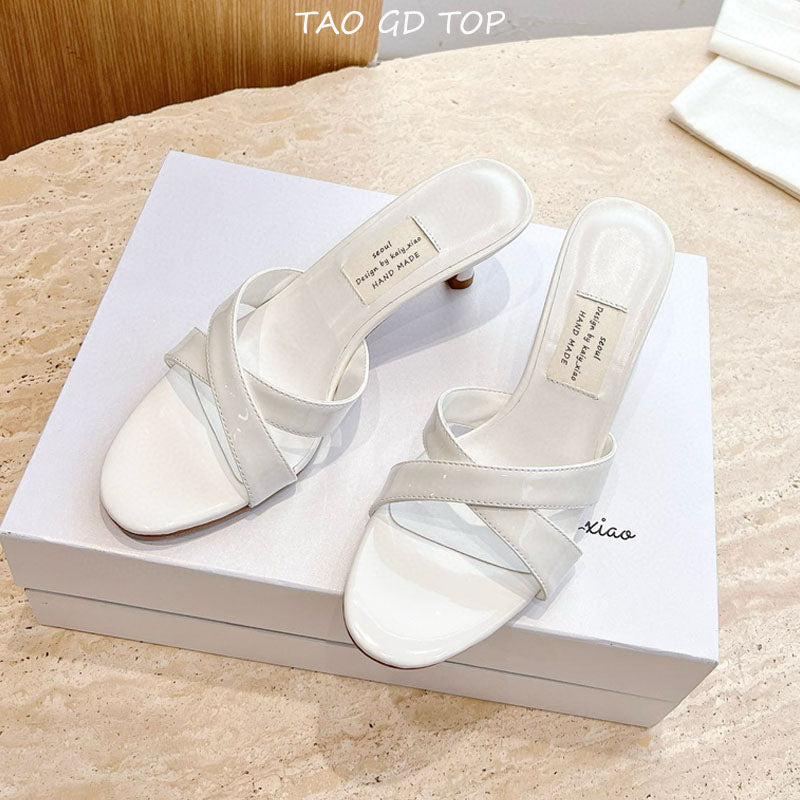 Women's cross strap french stiletto sandals