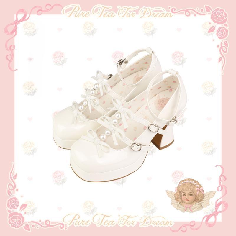 Sayo Otome | White tea into the dream original bow shaped heel women's shoes