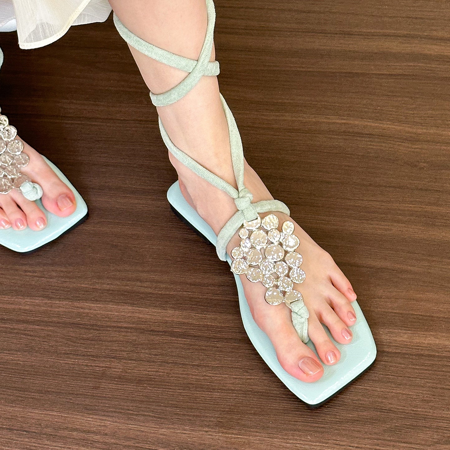 Mint mambo green strappy sandals