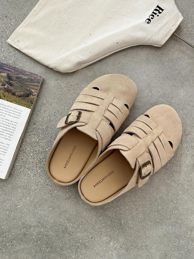 Korean style retro braided toe-cap half slippers
