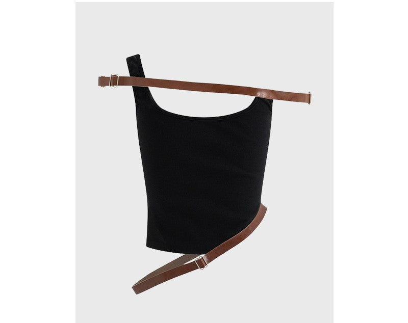 Black camisole short spliced belt