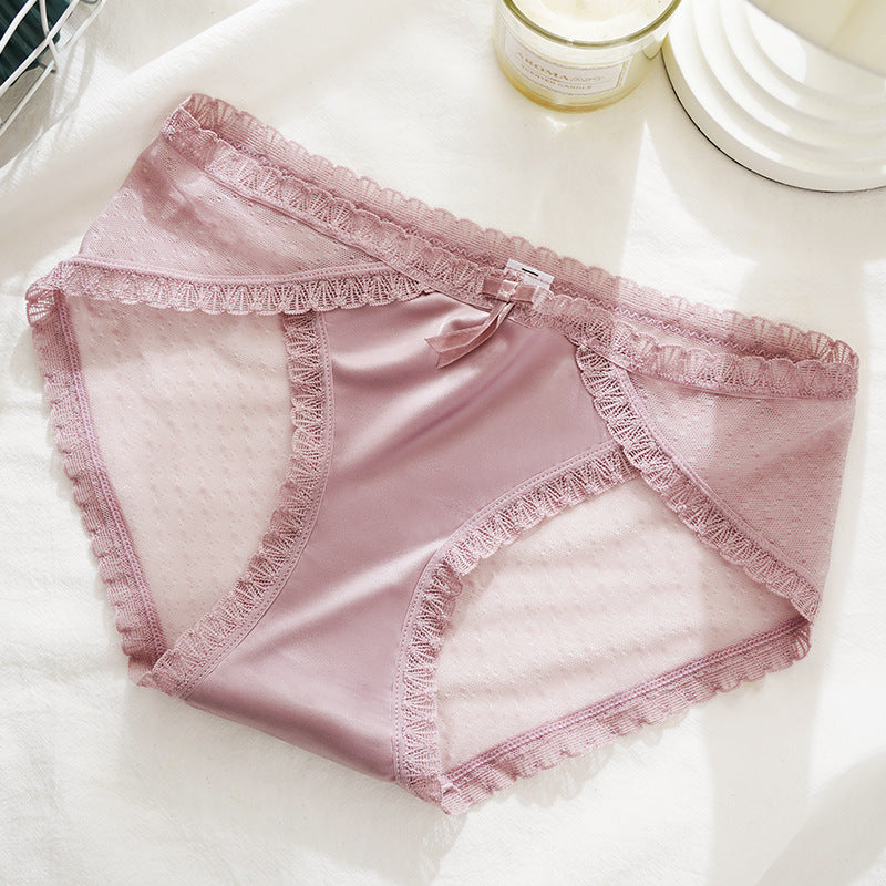 Lace underwear mesh transparent Korean style girls mid-low waist