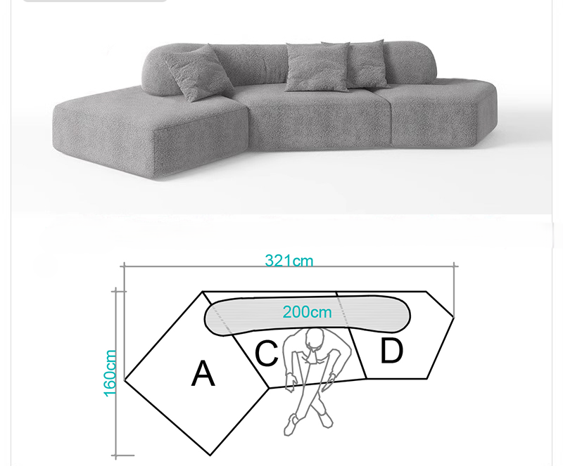 Rock sofa living room sofa Italian minimalist fabric villa module double-sided special-shaped sofa