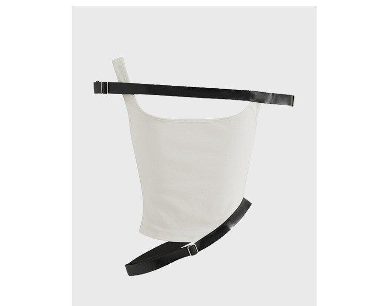 Black camisole short spliced belt