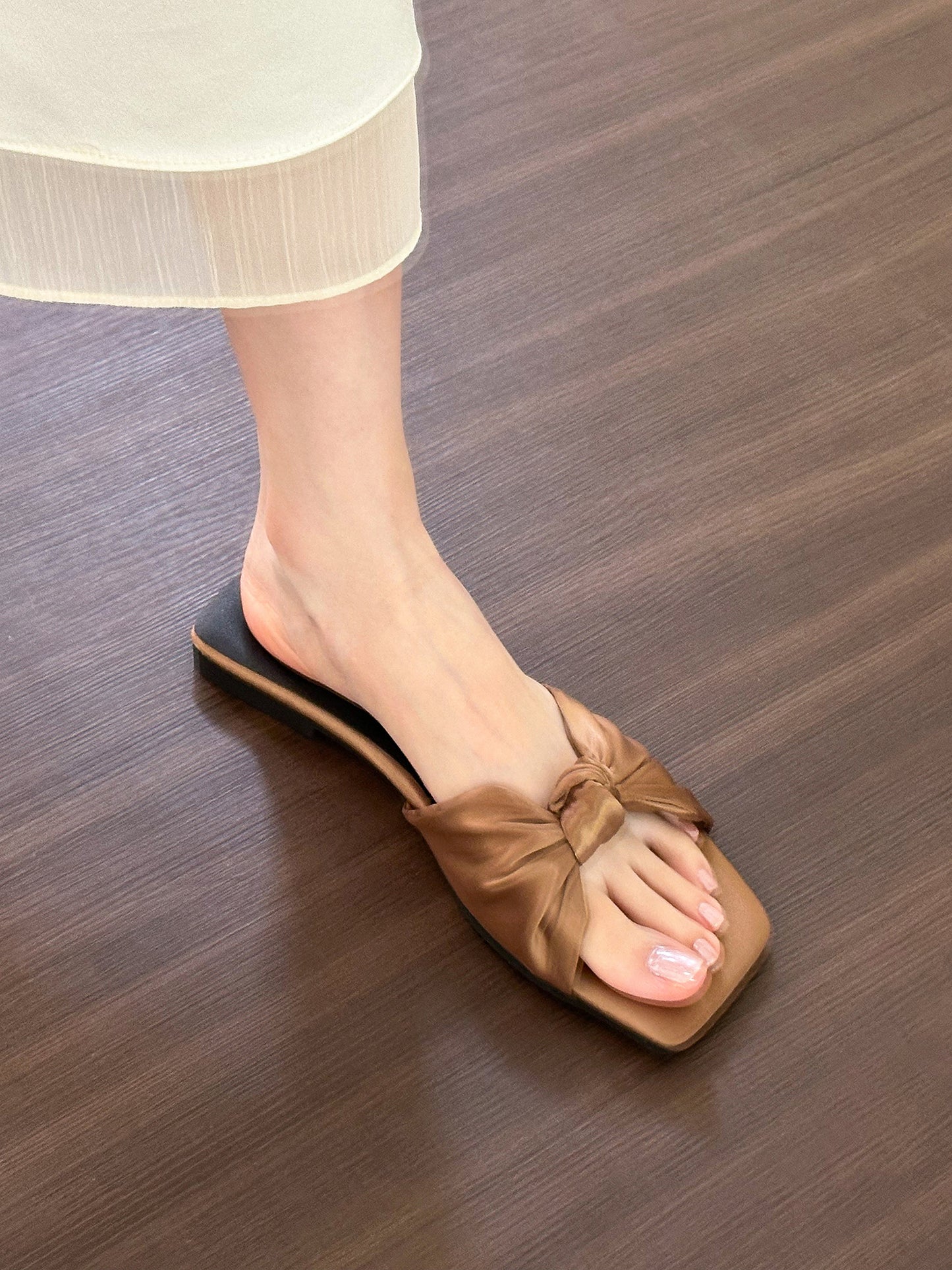 French bow flat slippers