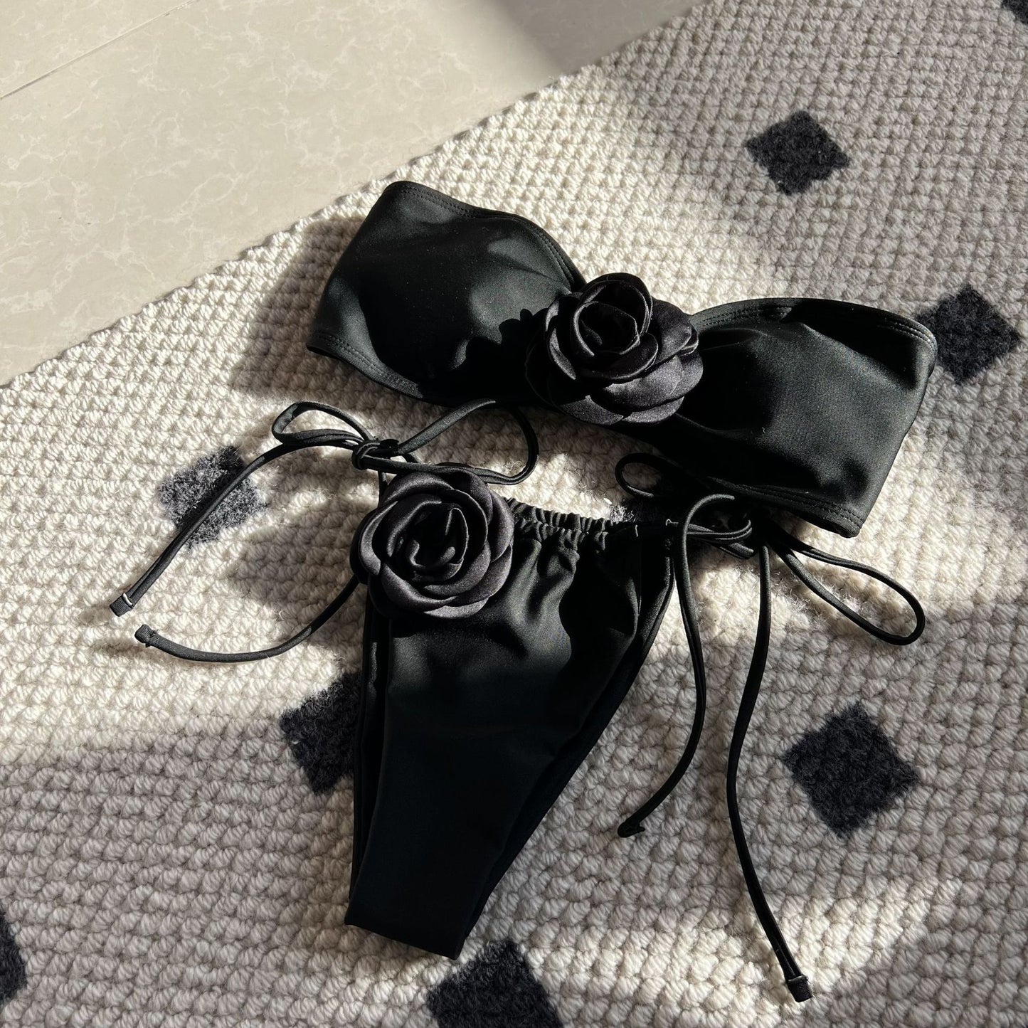 3D three-dimensional flower swimsuit hot spring lace-up swimsuit