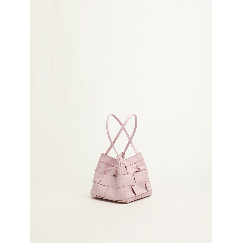 Cowhide Bucket Bag Woven Shoulder Bag