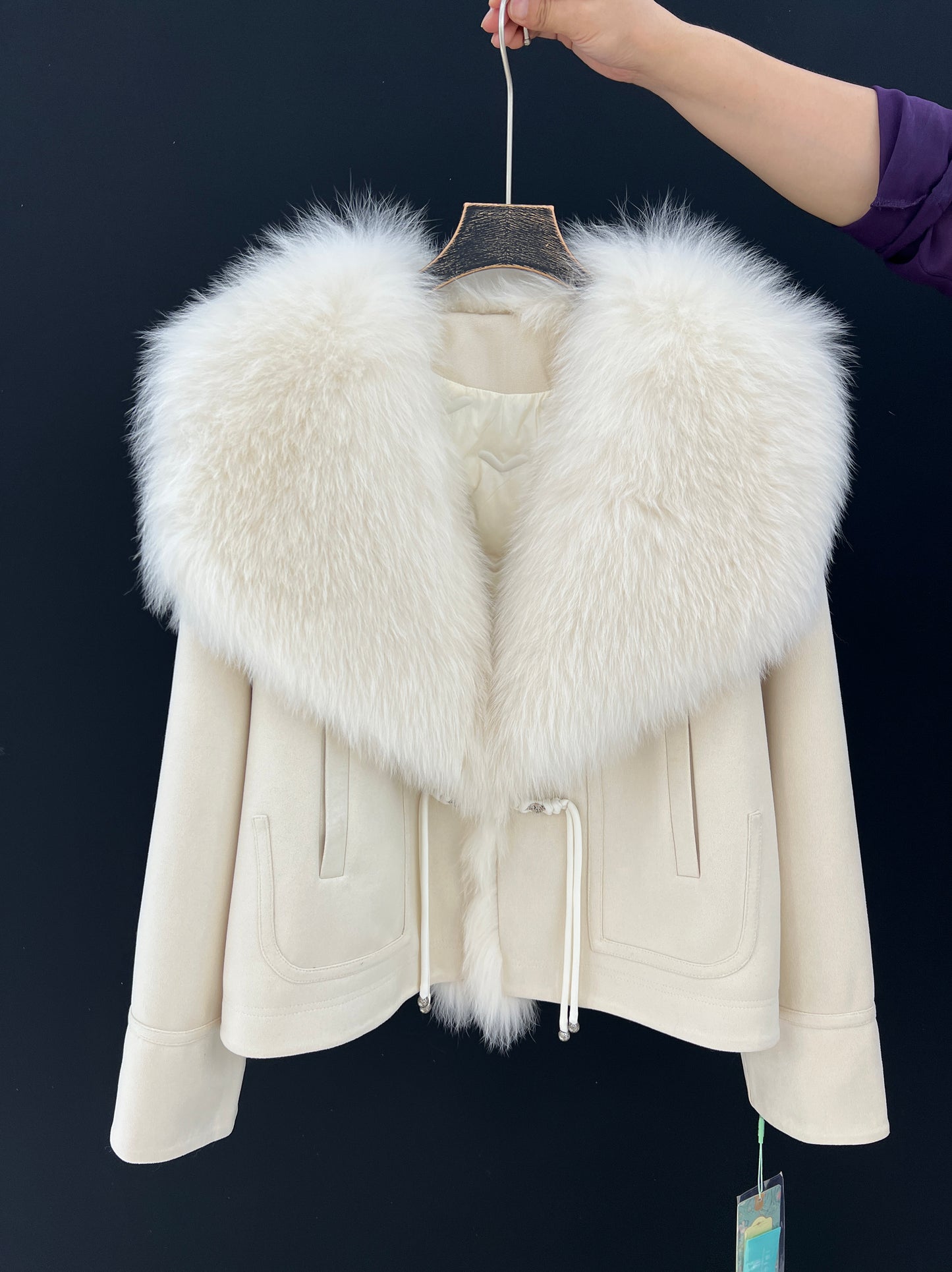 Deerskin jacket with fox fur lapel