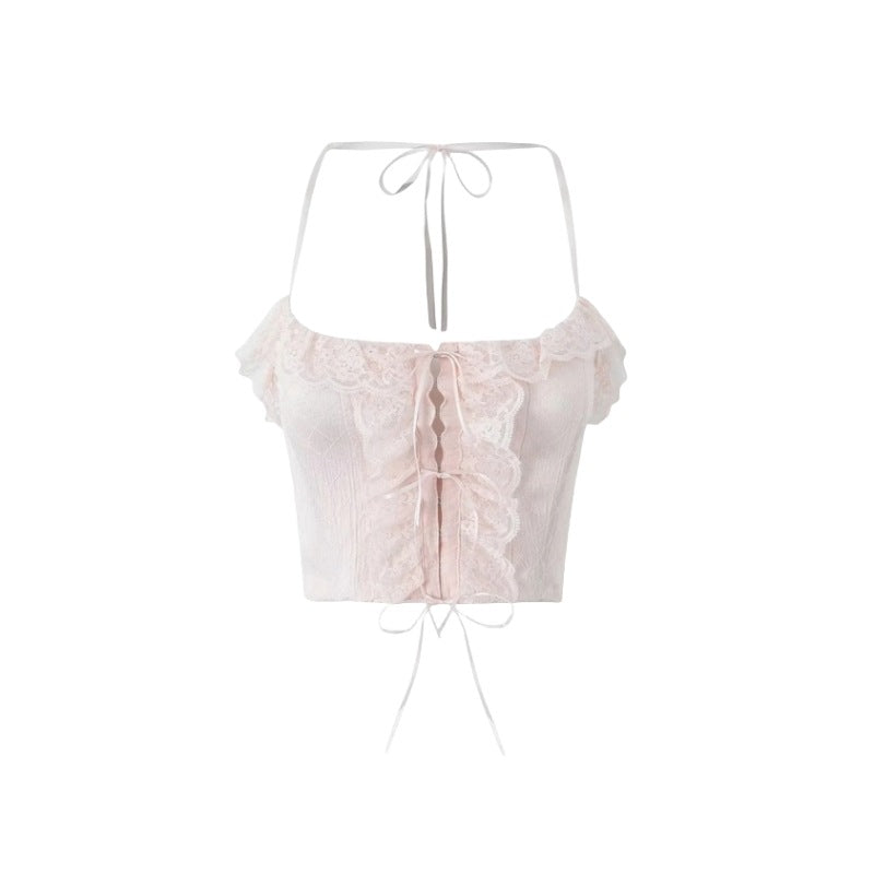 Pure Desire Lace Ruffled Halter Neck Fishbone Suspender