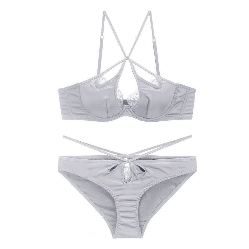 Sexy satin cross strap bra