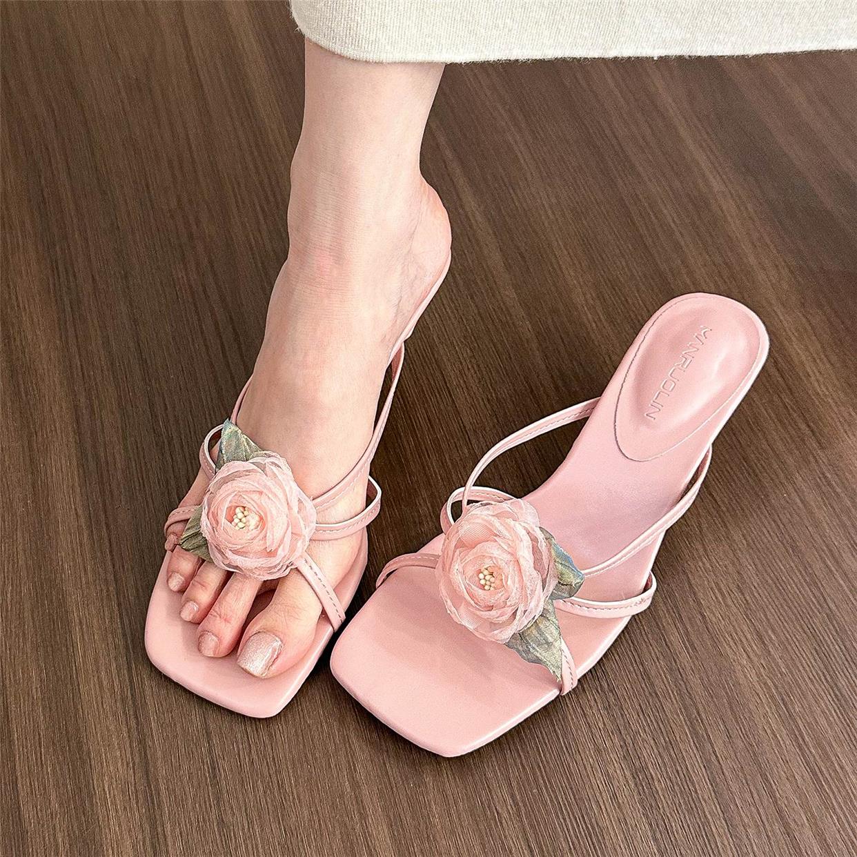 White floral strappy sandals