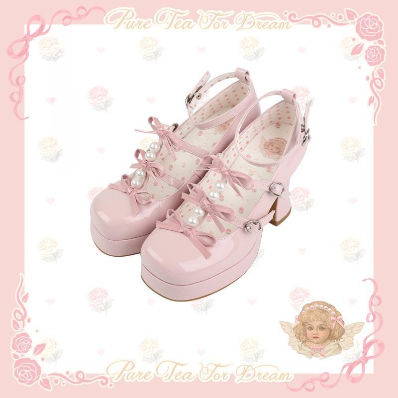 Sayo Otome | White tea into the dream original bow shaped heel women's shoes