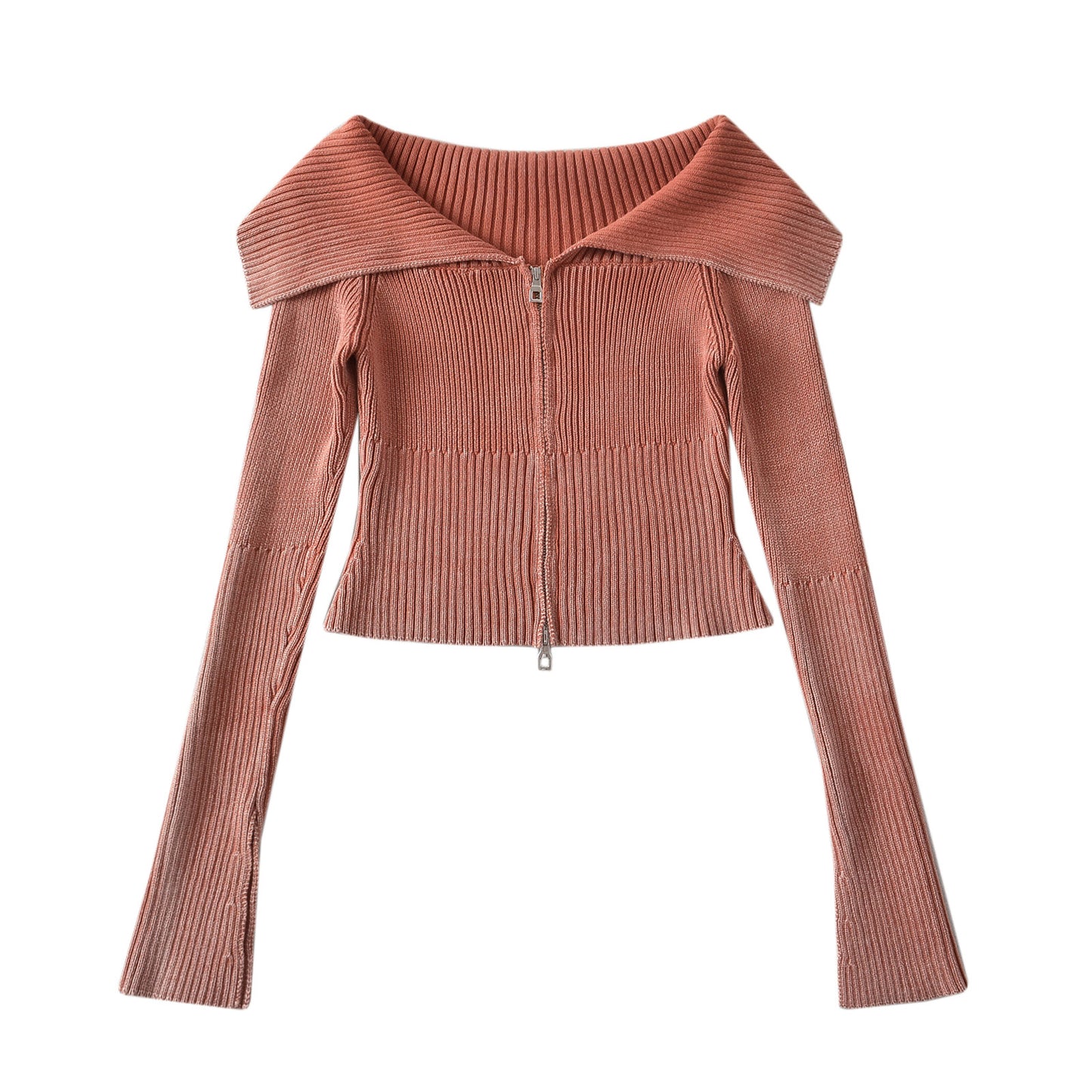Bateau collar knitted cardigan