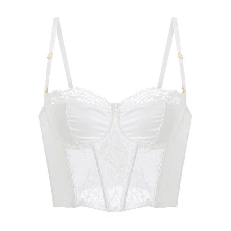 European and American sexy fishbone sling short style with chest pad lace suit inner chest
