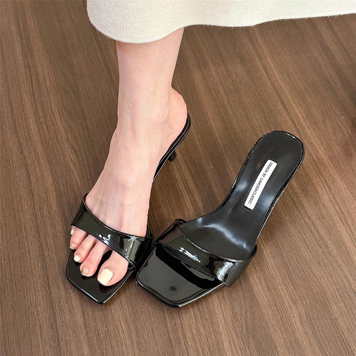 Nude strap-on high heels