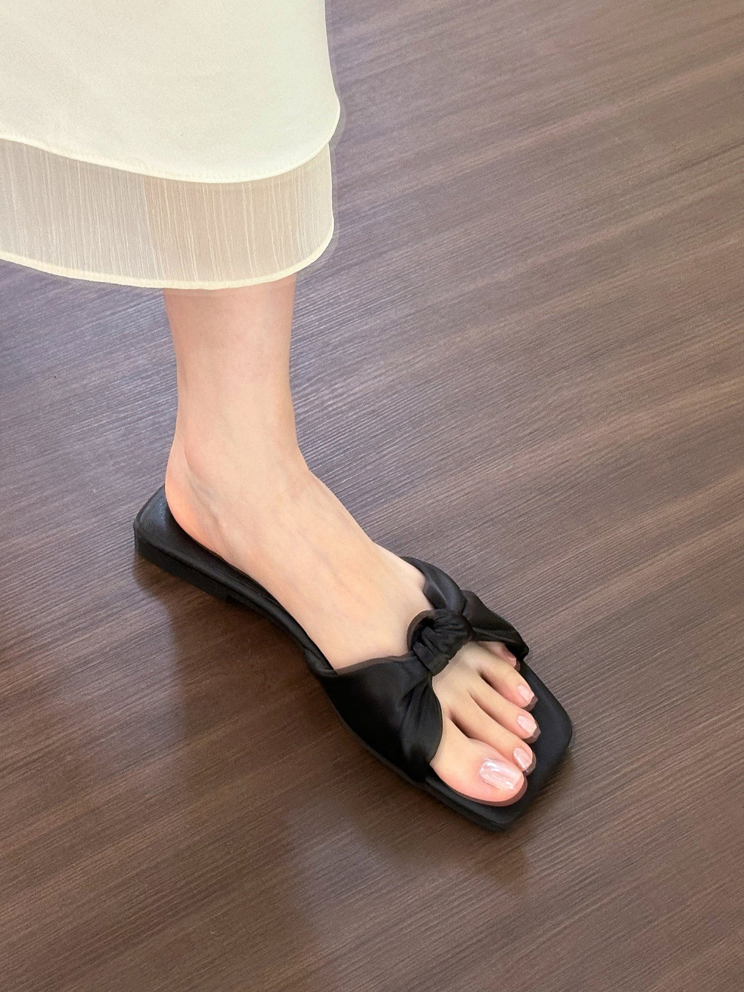 French bow flat slippers